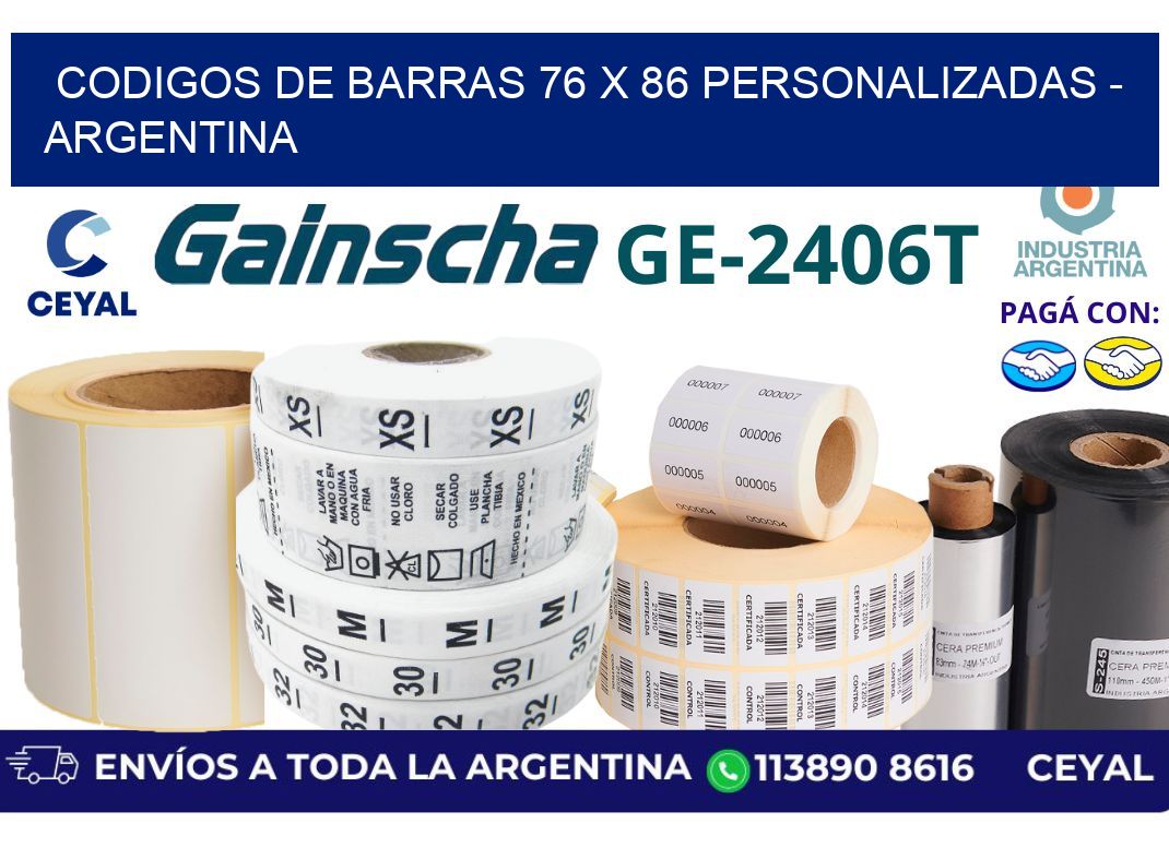 codigos de barras 76 x 86 personalizadas - Argentina