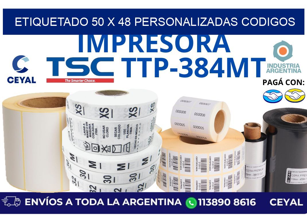 etiquetado 50 x 48 personalizadas codigos