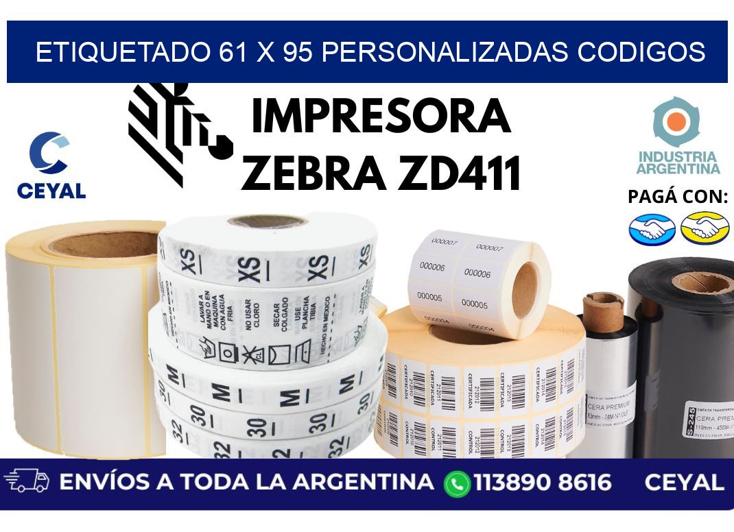 etiquetado 61 x 95 personalizadas codigos