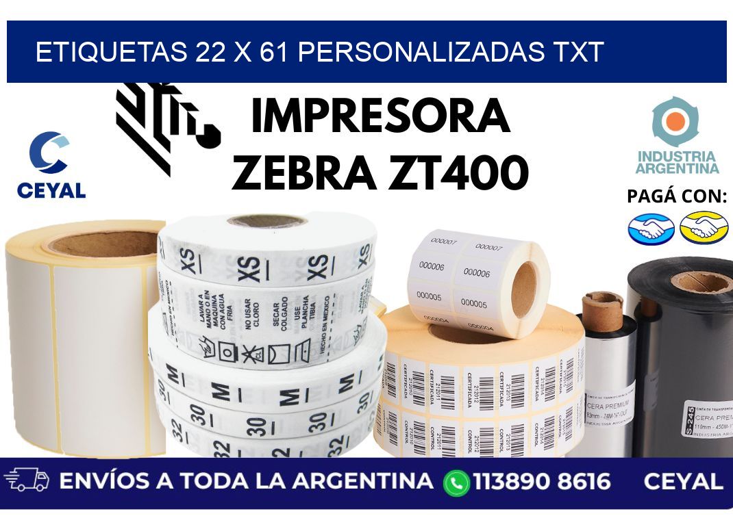etiquetas 22 x 61 personalizadas txt