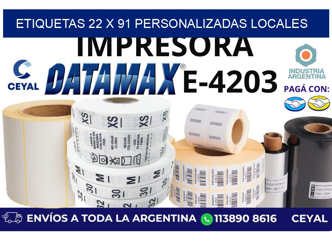 etiquetas 22 x 91 personalizadas locales