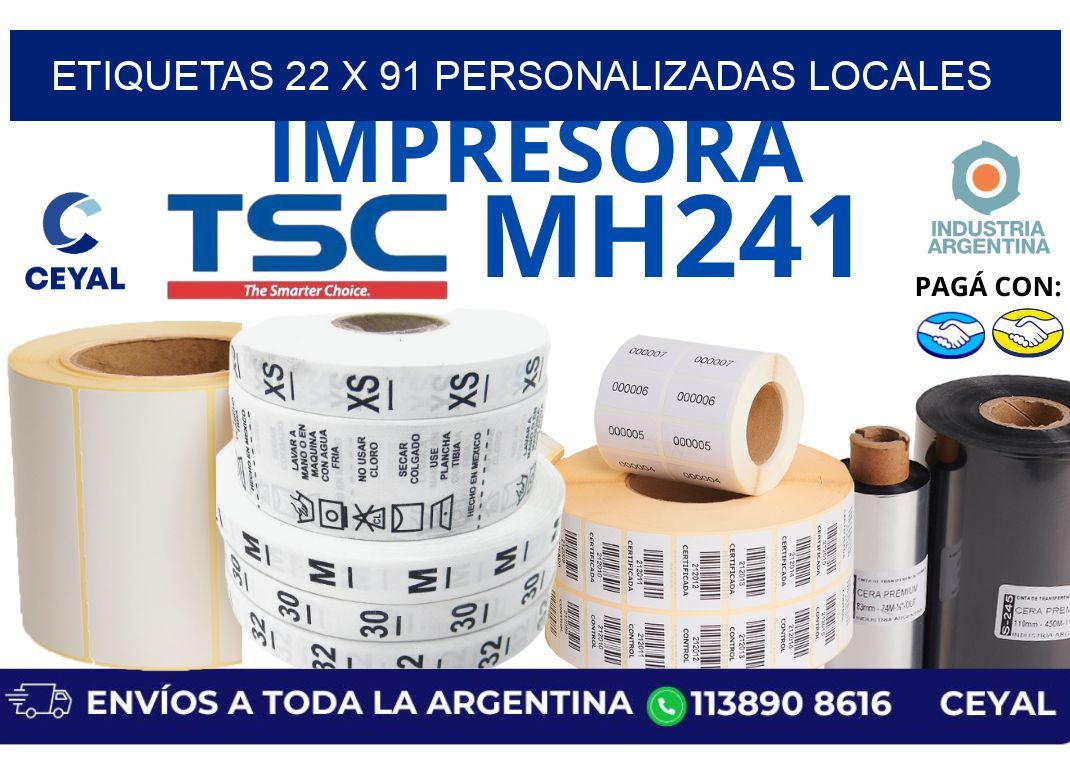 etiquetas 22 x 91 personalizadas locales