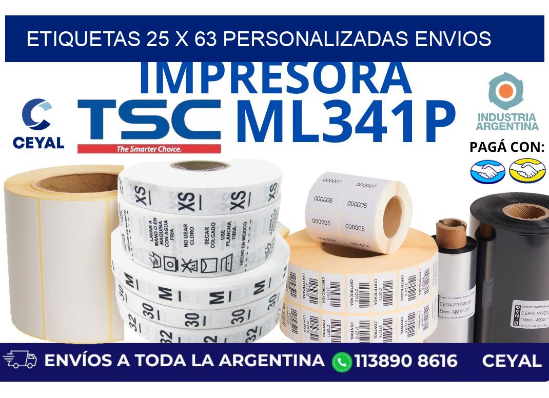 etiquetas 25 x 63 personalizadas envios