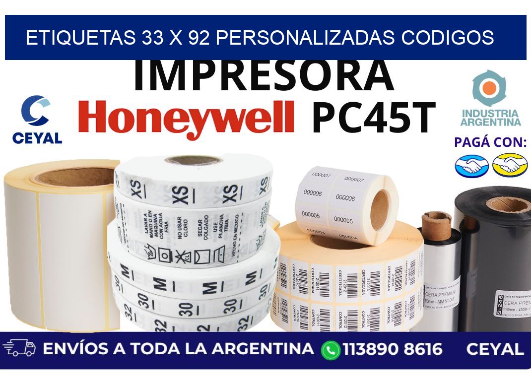 etiquetas 33 x 92 personalizadas codigos