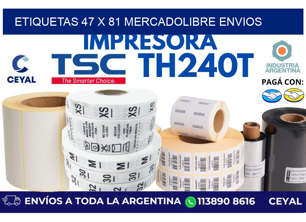 etiquetas 47 x 81 mercadolibre envios