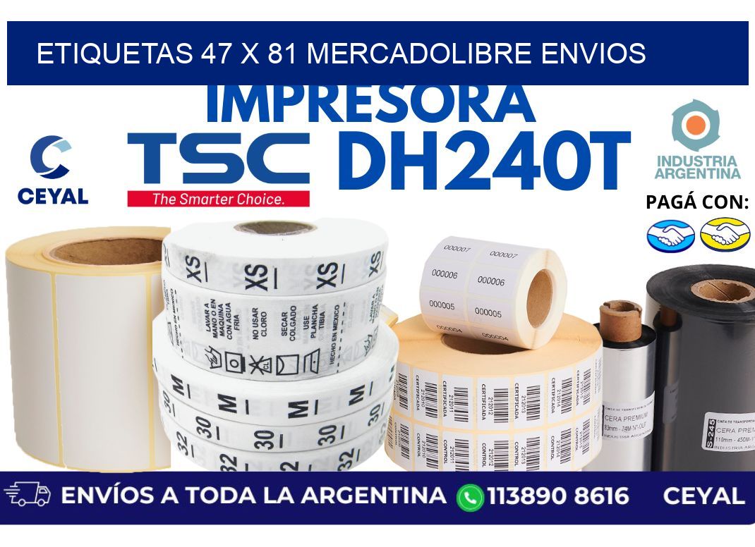 etiquetas 47 x 81 mercadolibre envios