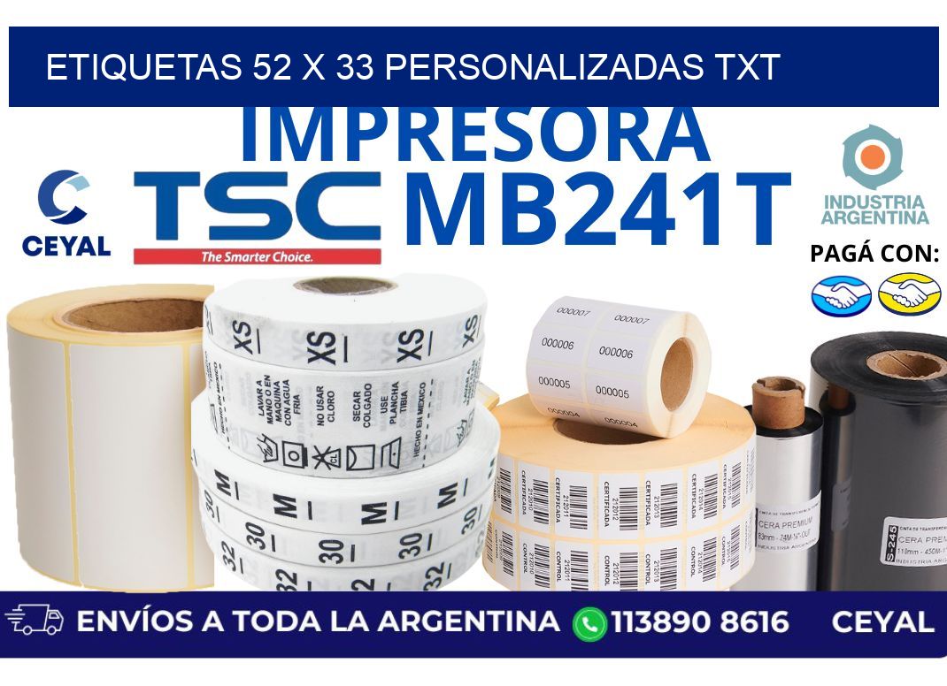 etiquetas 52 x 33 personalizadas txt
