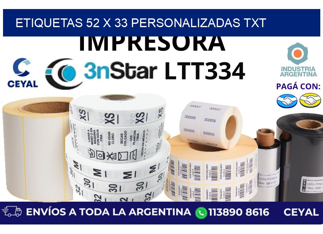 etiquetas 52 x 33 personalizadas txt