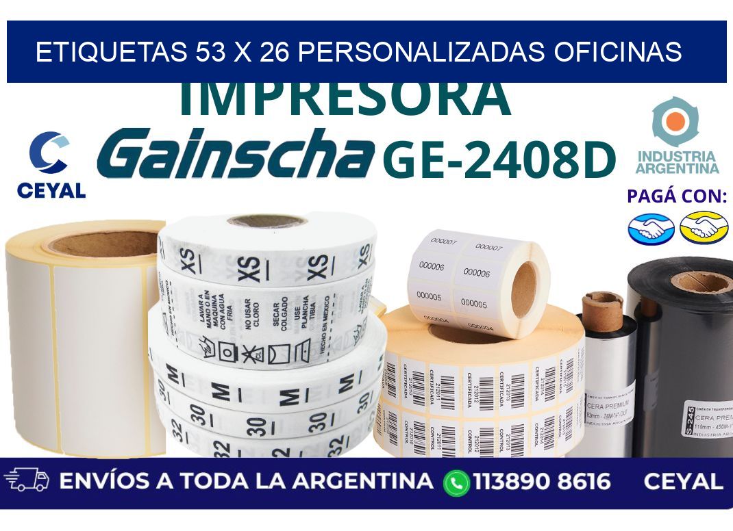 etiquetas 53 x 26 personalizadas oficinas