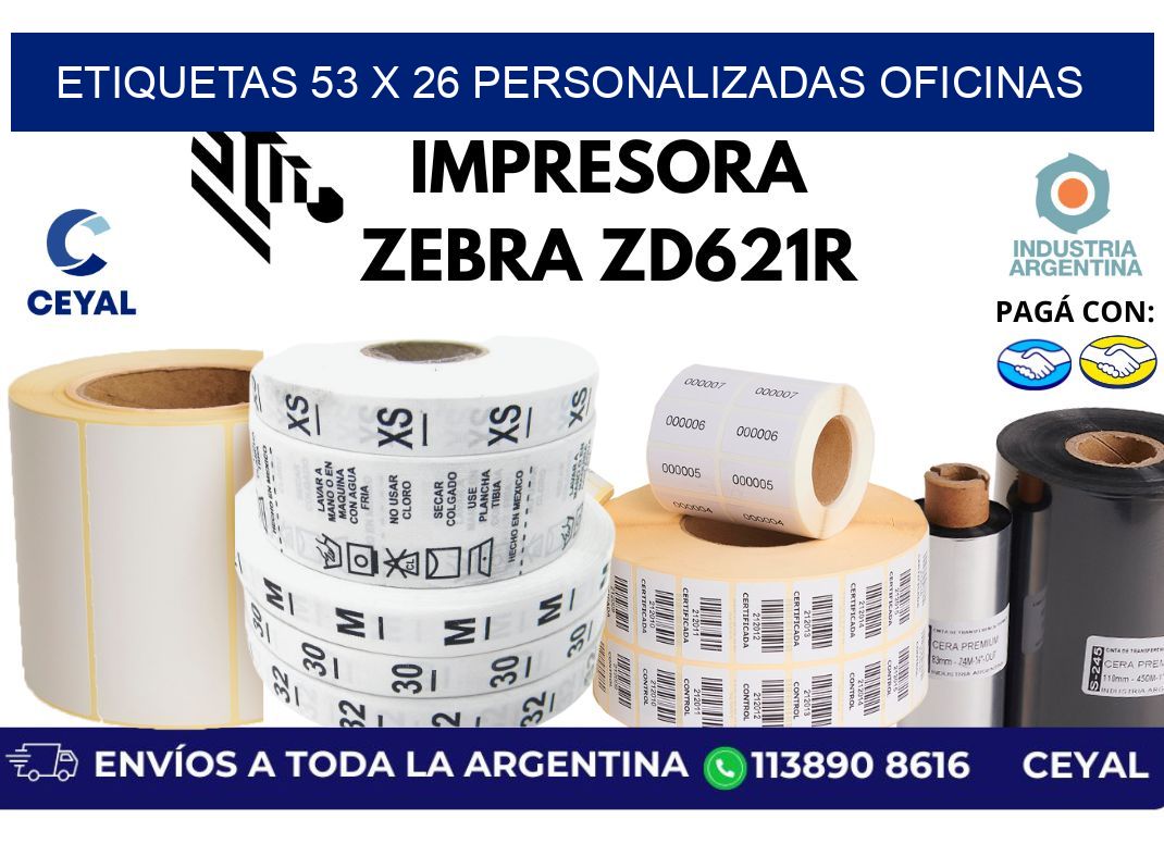 etiquetas 53 x 26 personalizadas oficinas