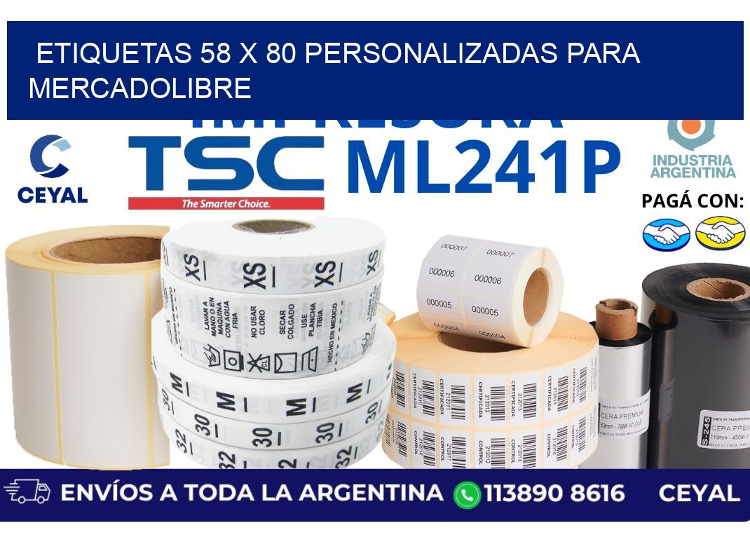 etiquetas 58 x 80 personalizadas para mercadolibre