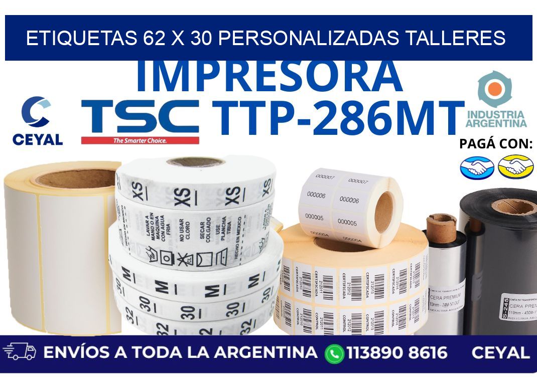 etiquetas 62 x 30 personalizadas talleres