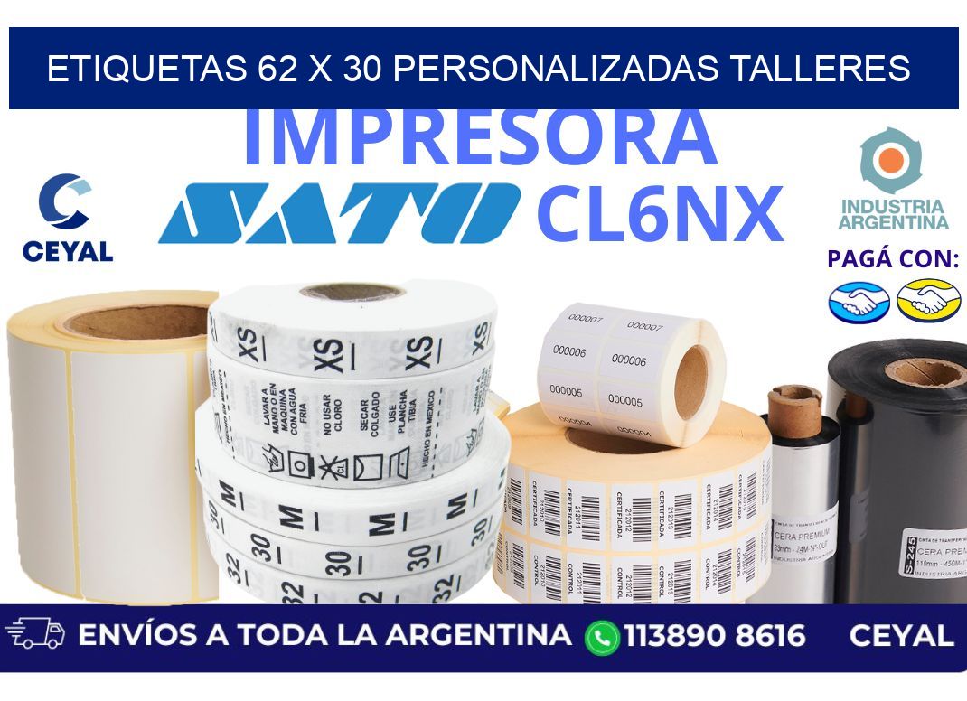 etiquetas 62 x 30 personalizadas talleres
