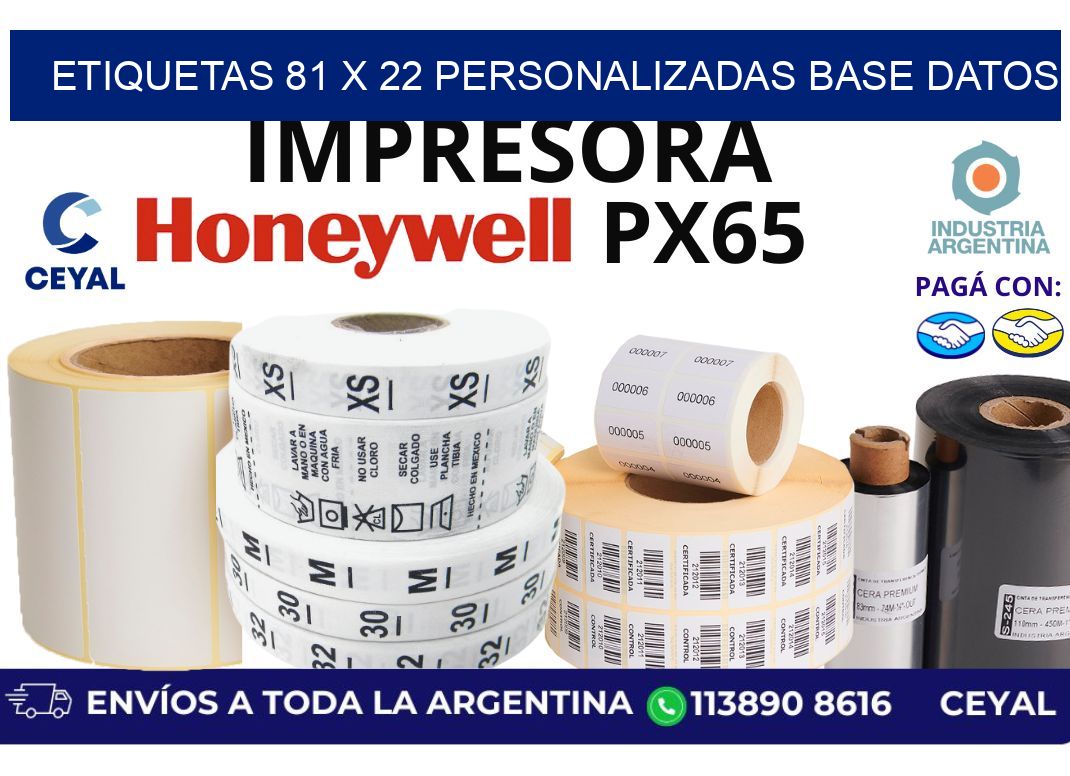 etiquetas 81 x 22 personalizadas base datos