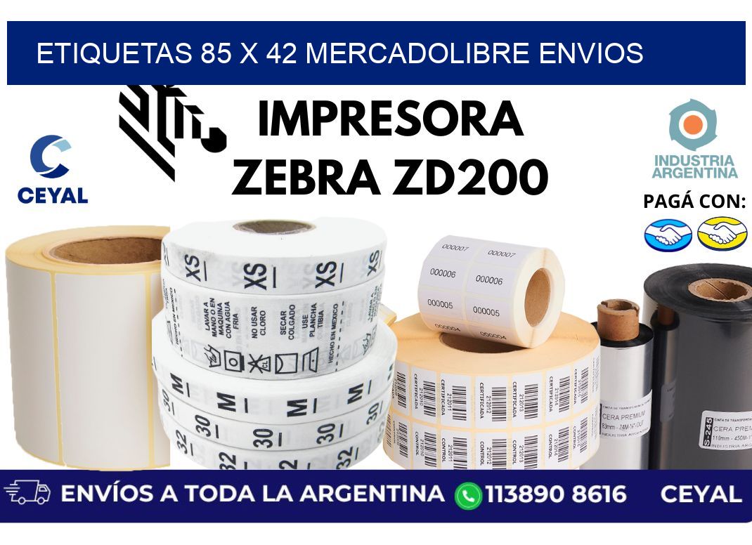 etiquetas 85 x 42 mercadolibre envios
