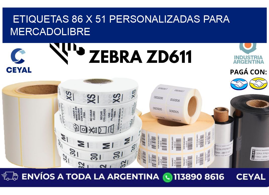 etiquetas 86 x 51 personalizadas para mercadolibre