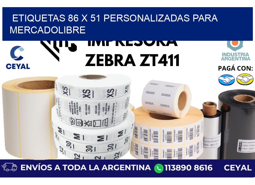 etiquetas 86 x 51 personalizadas para mercadolibre