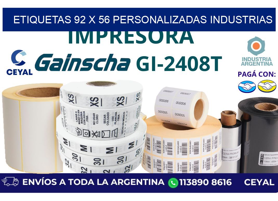 etiquetas 92 x 56 personalizadas industrias
