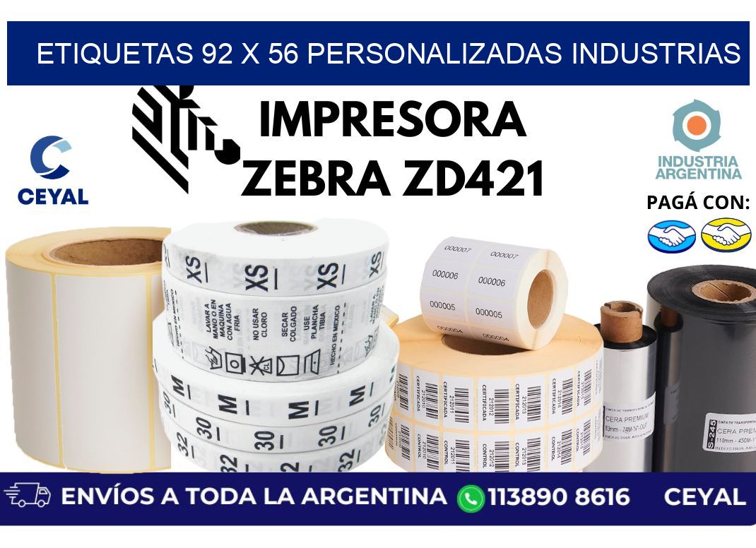 etiquetas 92 x 56 personalizadas industrias