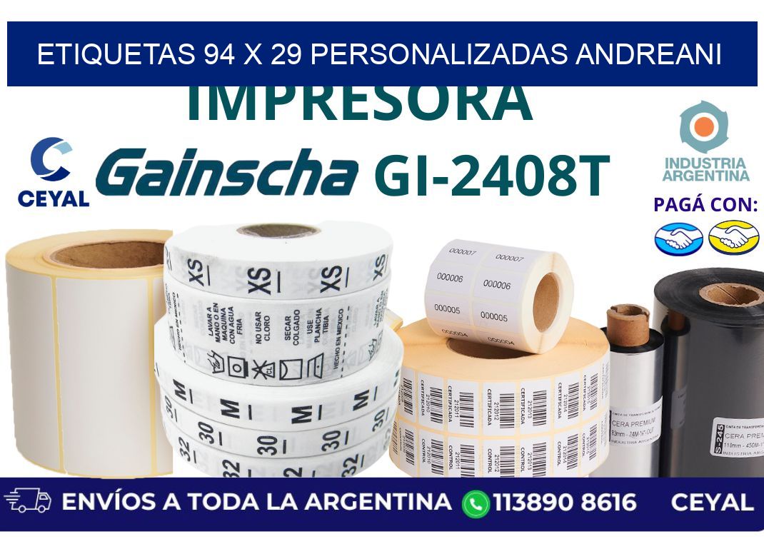 etiquetas 94 x 29 personalizadas andreani