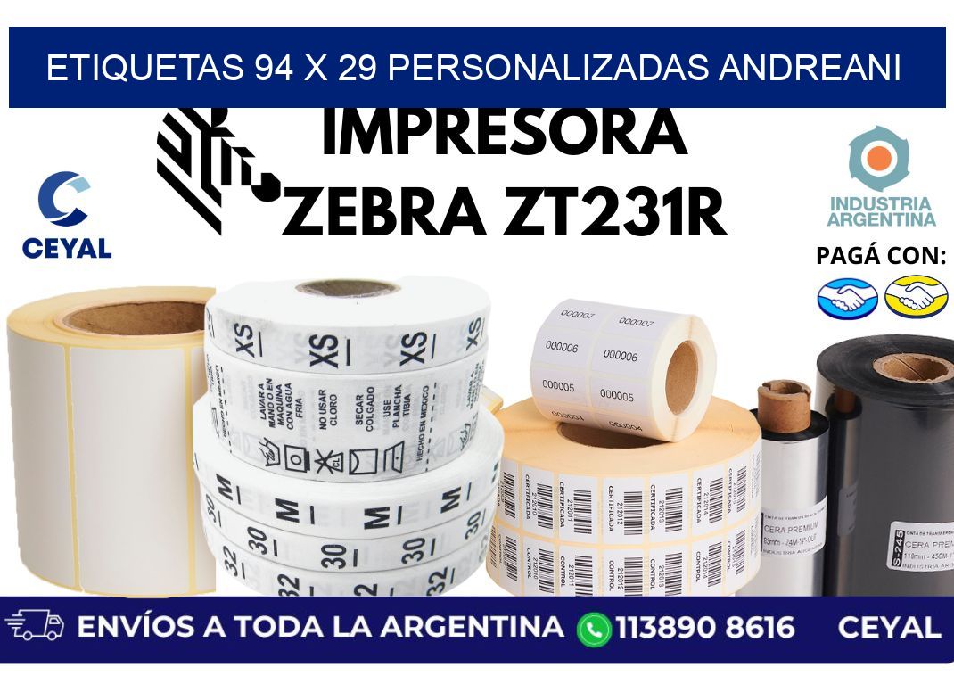 etiquetas 94 x 29 personalizadas andreani