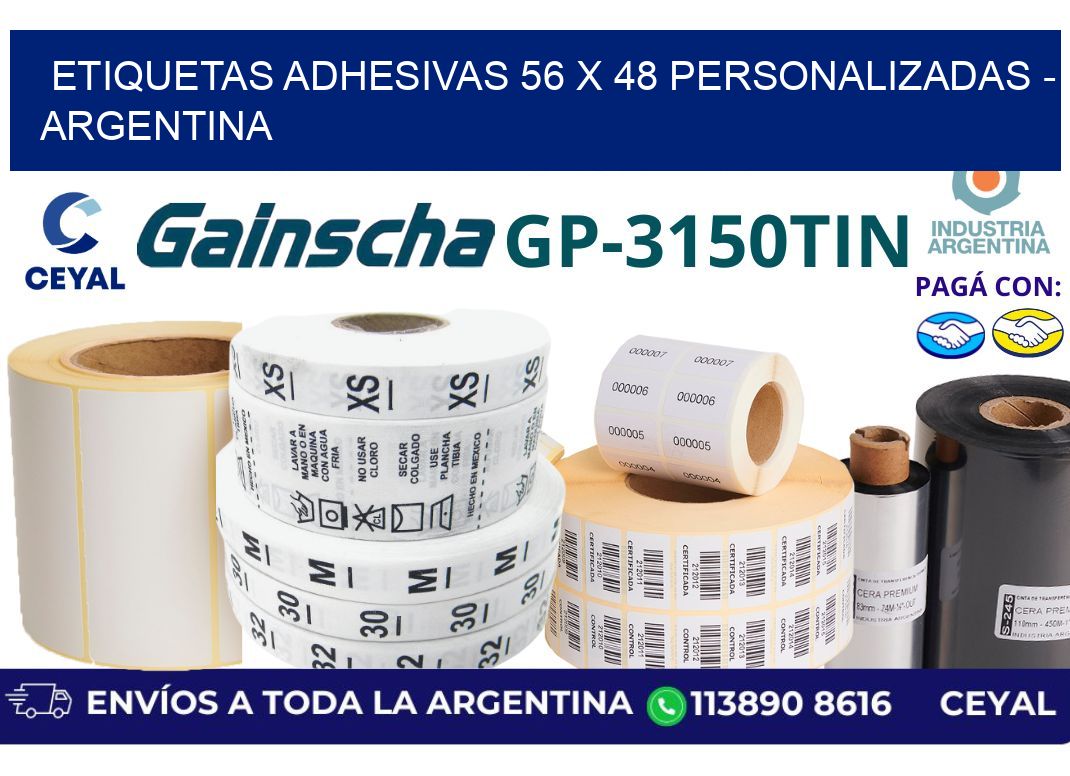 etiquetas adhesivas 56 x 48 personalizadas - Argentina