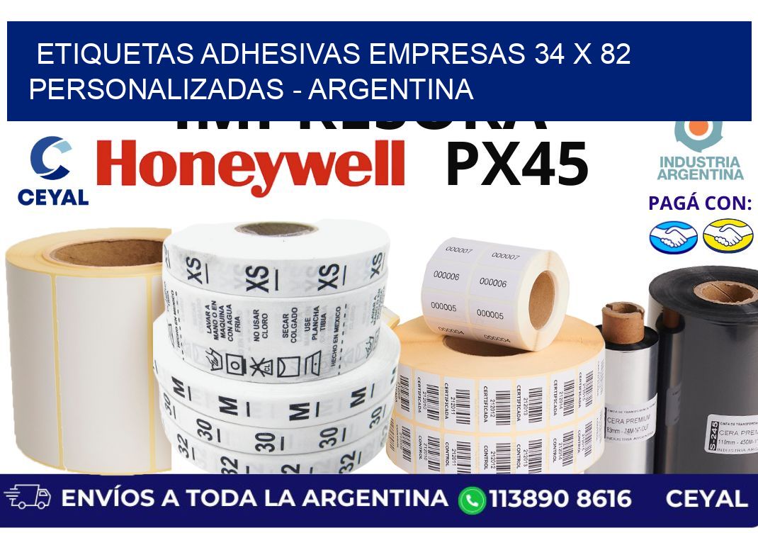 etiquetas adhesivas empresas 34 x 82 personalizadas - Argentina