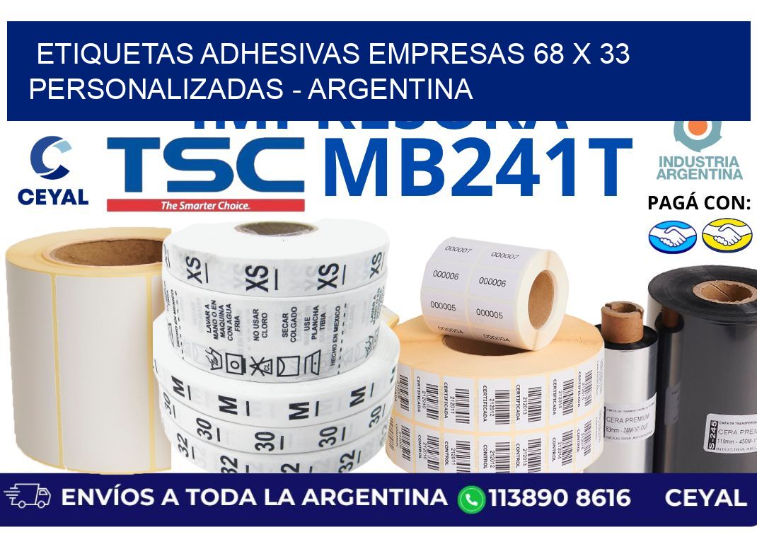 etiquetas adhesivas empresas 68 x 33 personalizadas - Argentina