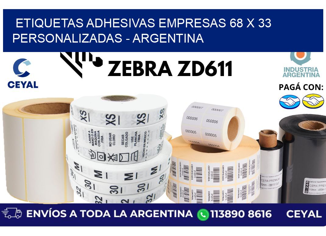etiquetas adhesivas empresas 68 x 33 personalizadas - Argentina