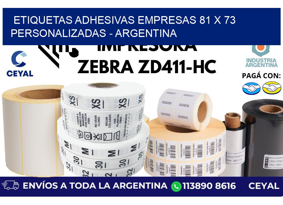 etiquetas adhesivas empresas 81 x 73 personalizadas - Argentina