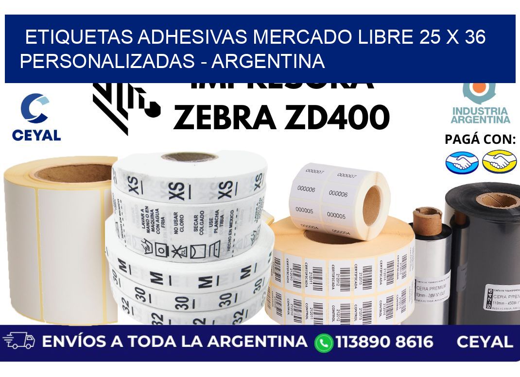 etiquetas adhesivas mercado libre 25 x 36 personalizadas - Argentina
