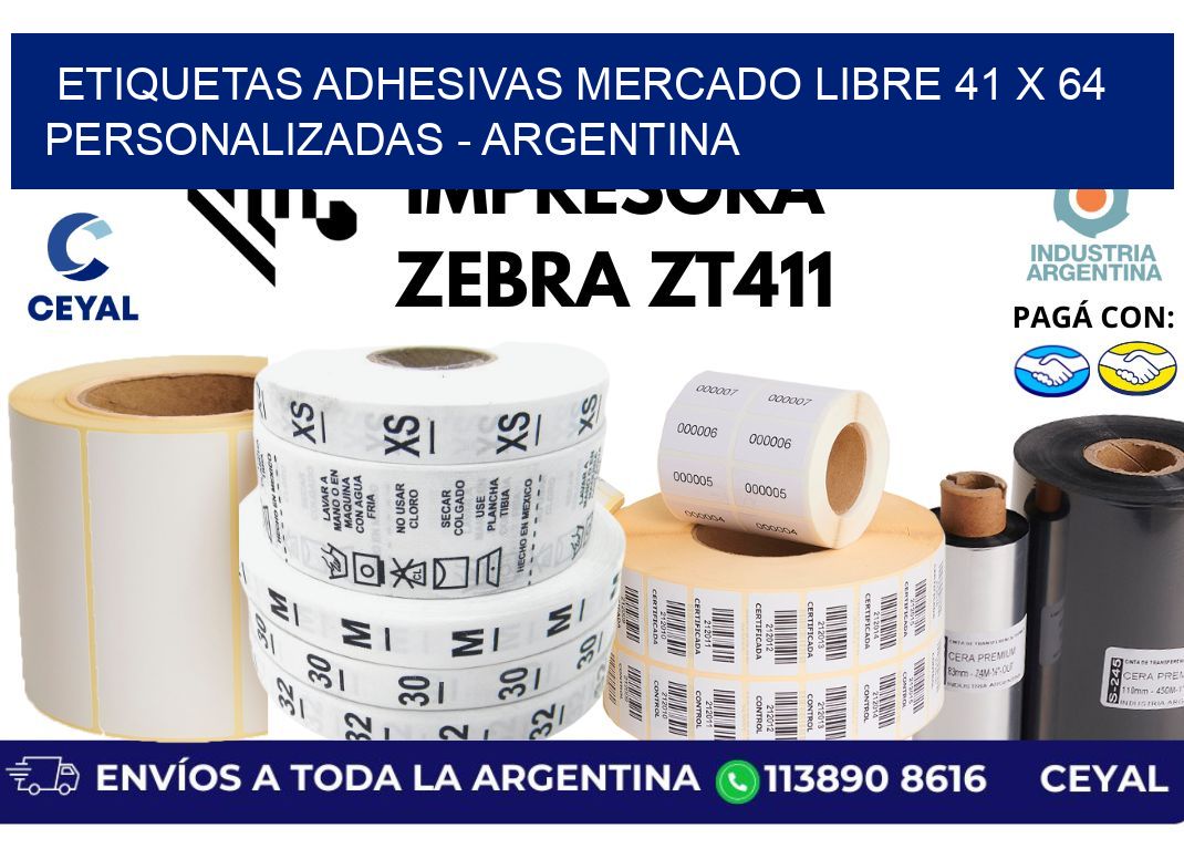 etiquetas adhesivas mercado libre 41 x 64 personalizadas - Argentina