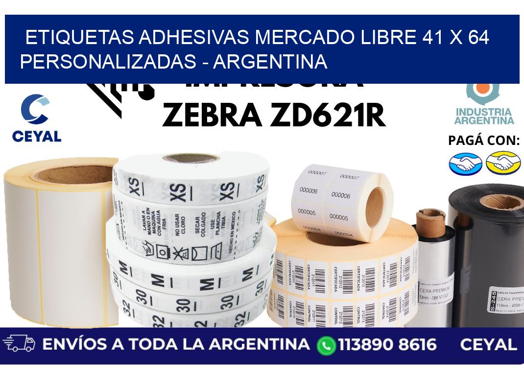 etiquetas adhesivas mercado libre 41 x 64 personalizadas - Argentina