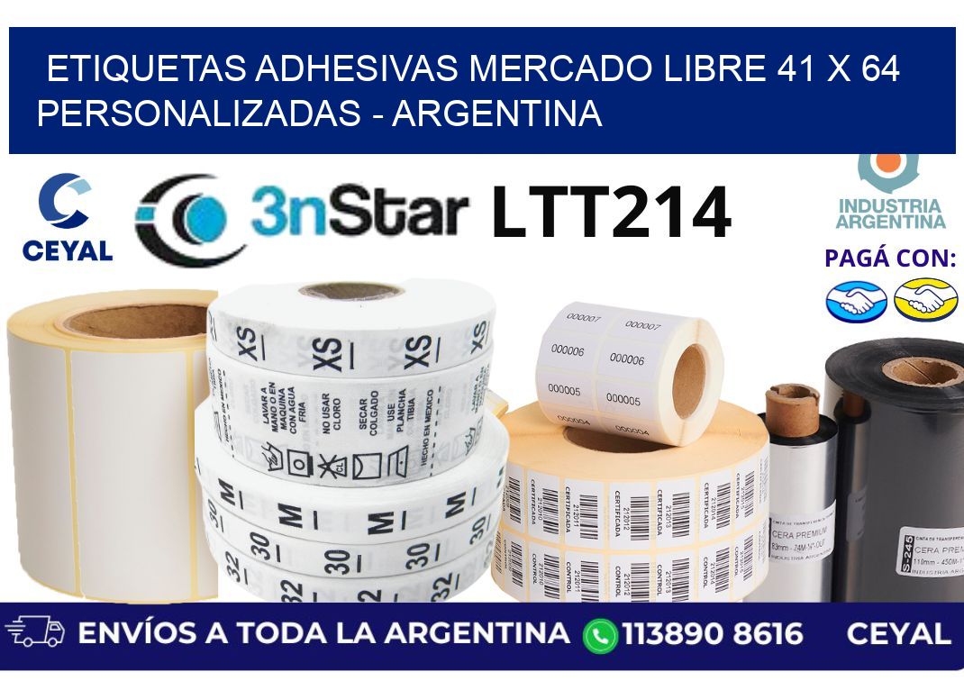 etiquetas adhesivas mercado libre 41 x 64 personalizadas – Argentina