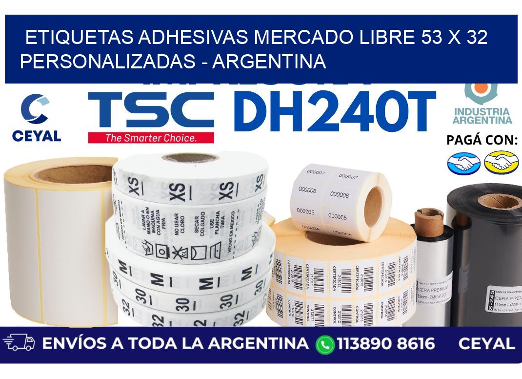 etiquetas adhesivas mercado libre 53 x 32 personalizadas - Argentina