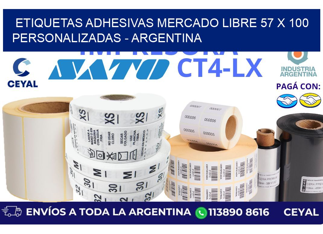 etiquetas adhesivas mercado libre 57 x 100 personalizadas - Argentina