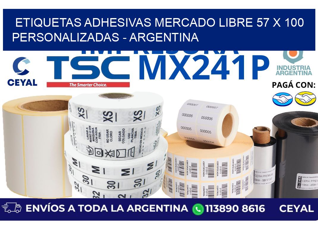 etiquetas adhesivas mercado libre 57 x 100 personalizadas - Argentina