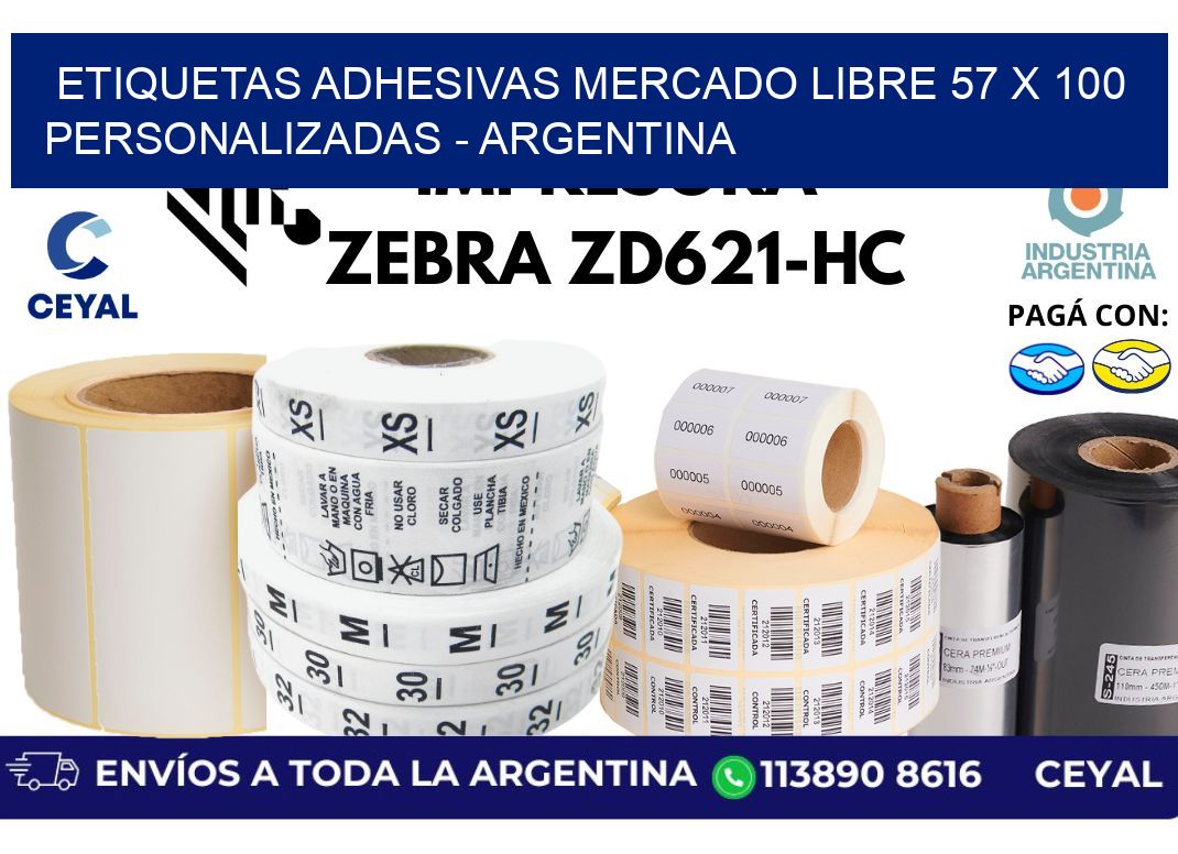 etiquetas adhesivas mercado libre 57 x 100 personalizadas – Argentina