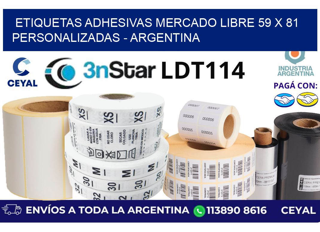 etiquetas adhesivas mercado libre 59 x 81 personalizadas - Argentina
