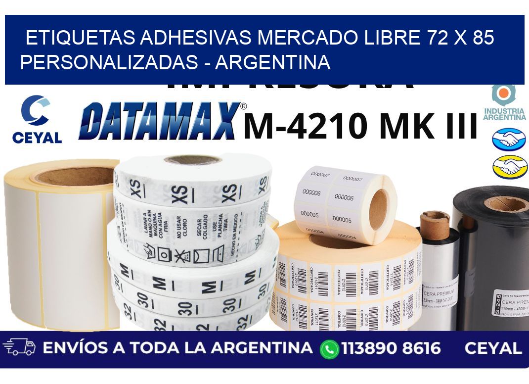 etiquetas adhesivas mercado libre 72 x 85 personalizadas – Argentina
