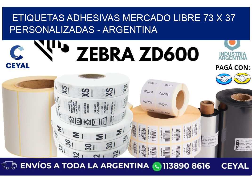etiquetas adhesivas mercado libre 73 x 37 personalizadas - Argentina