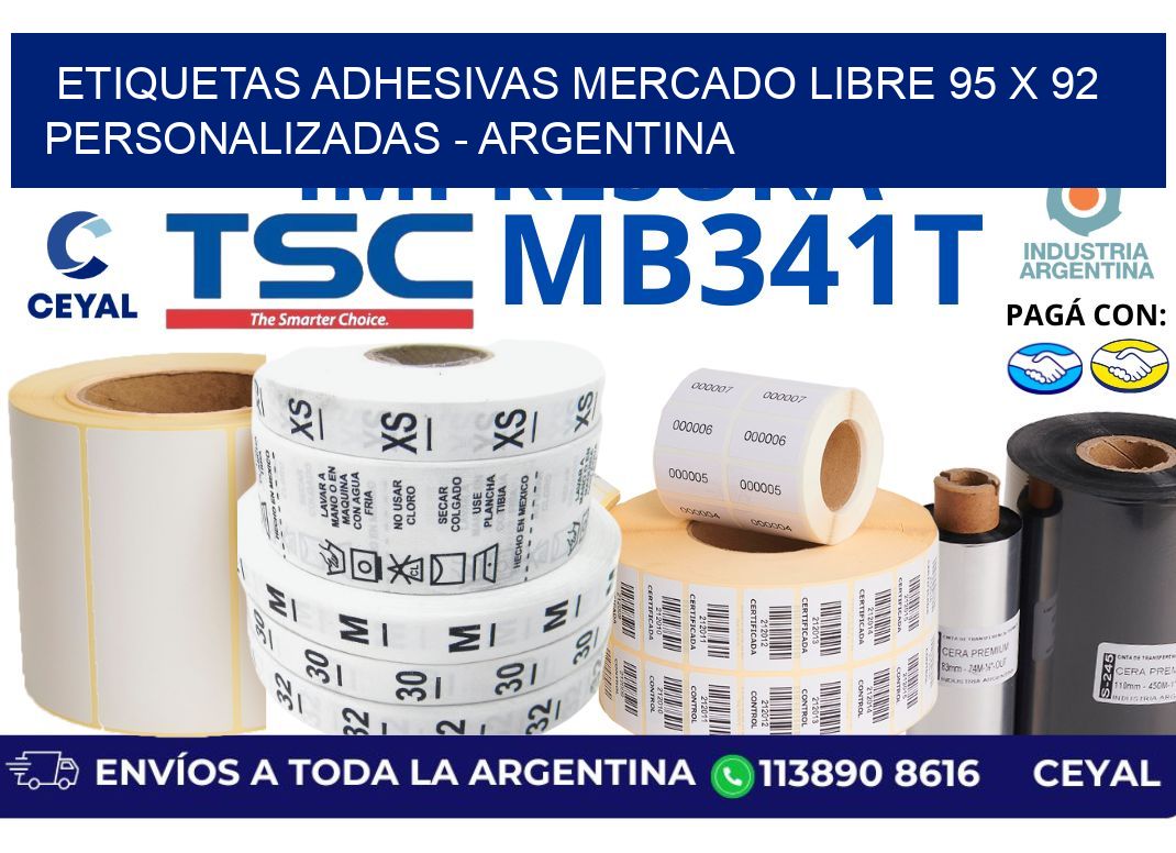 etiquetas adhesivas mercado libre 95 x 92 personalizadas - Argentina