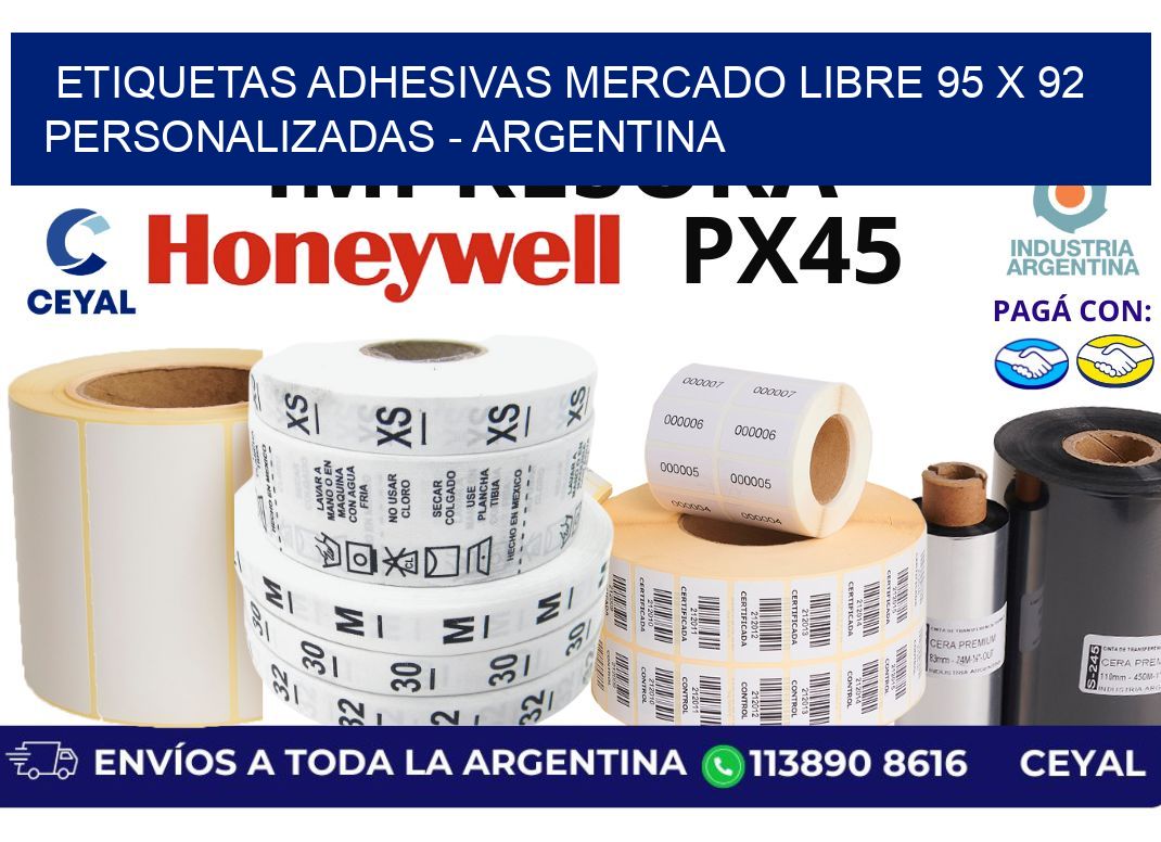 etiquetas adhesivas mercado libre 95 x 92 personalizadas - Argentina