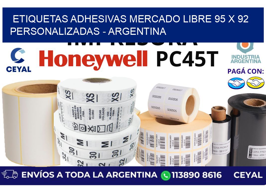 etiquetas adhesivas mercado libre 95 x 92 personalizadas – Argentina