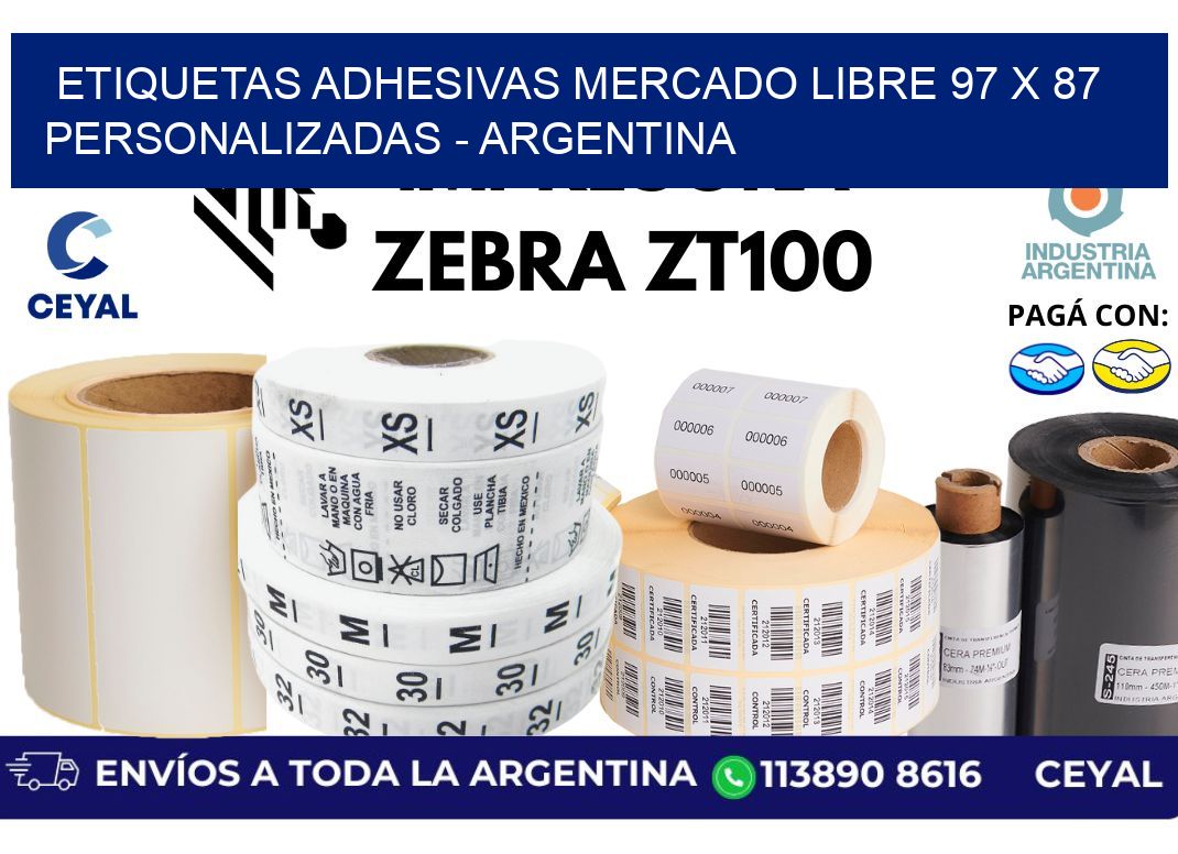 etiquetas adhesivas mercado libre 97 x 87 personalizadas - Argentina