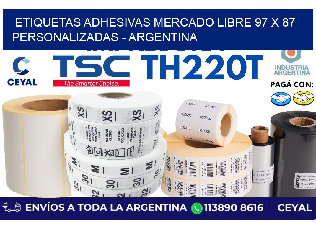 etiquetas adhesivas mercado libre 97 x 87 personalizadas - Argentina
