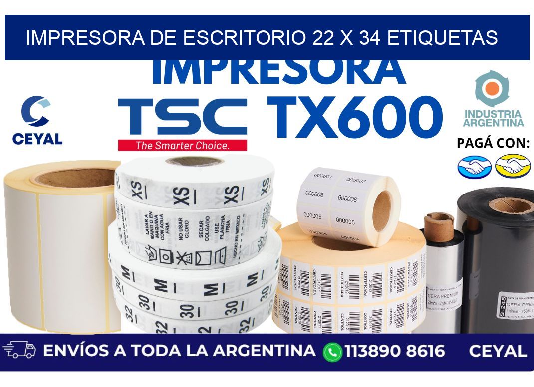 impresora de escritorio 22 x 34 etiquetas