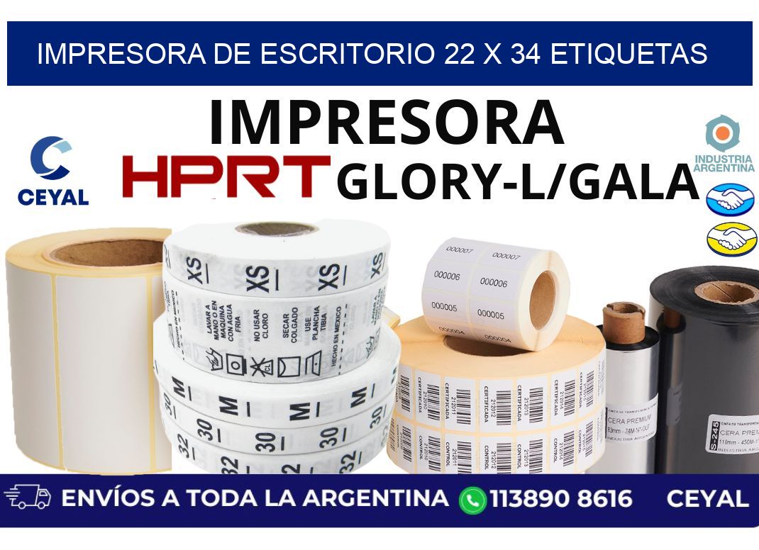 impresora de escritorio 22 x 34 etiquetas