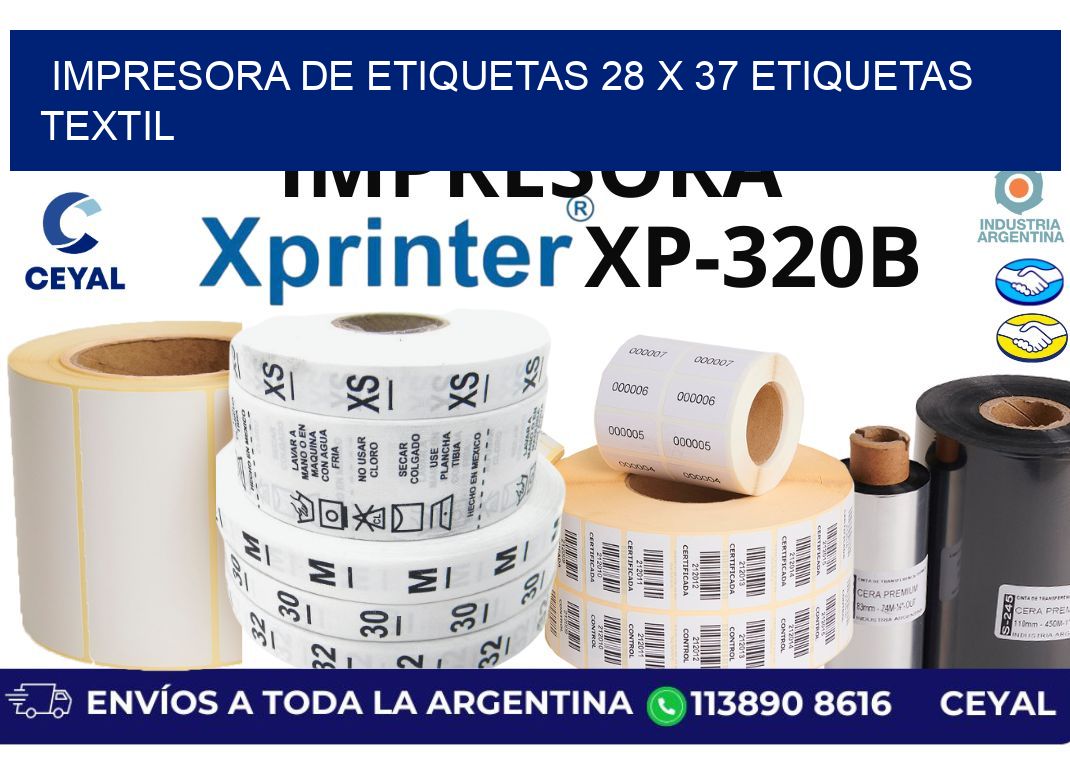 impresora de etiquetas 28 x 37 etiquetas textil