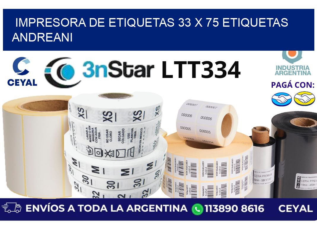 impresora de etiquetas 33 x 75 etiquetas andreani